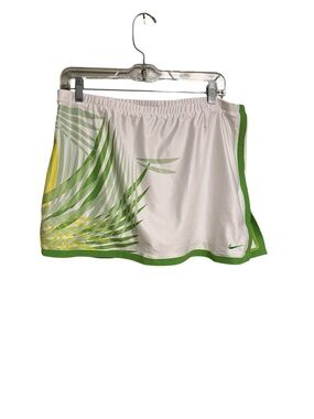 Nike White Athletic Skort with Green & Yellow Palm Design